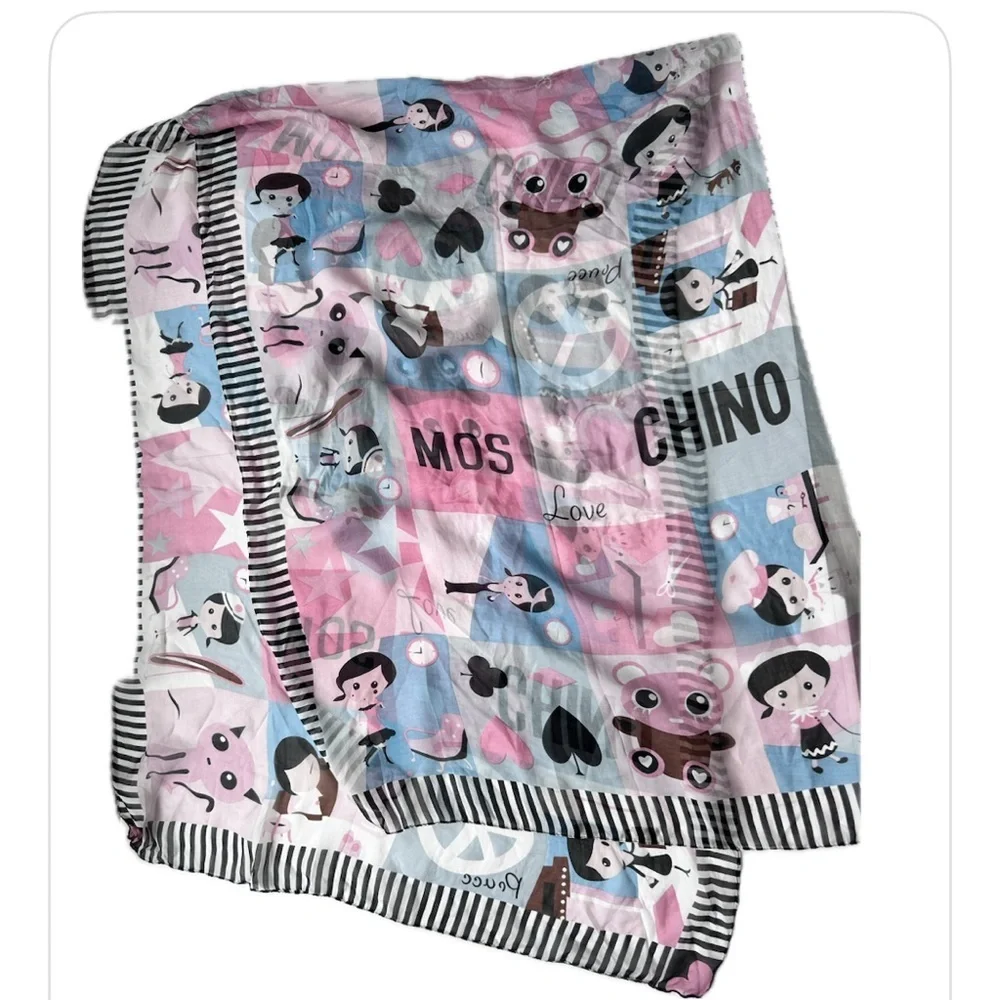 Moschino scarf wrap long rectangle Women's Pink Graphic Printed doll toy print